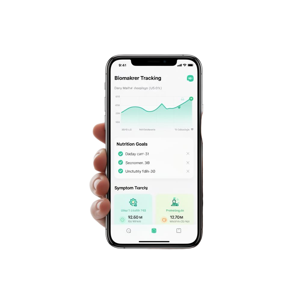 Aure Health app showing biomarker tracking and wellness goals